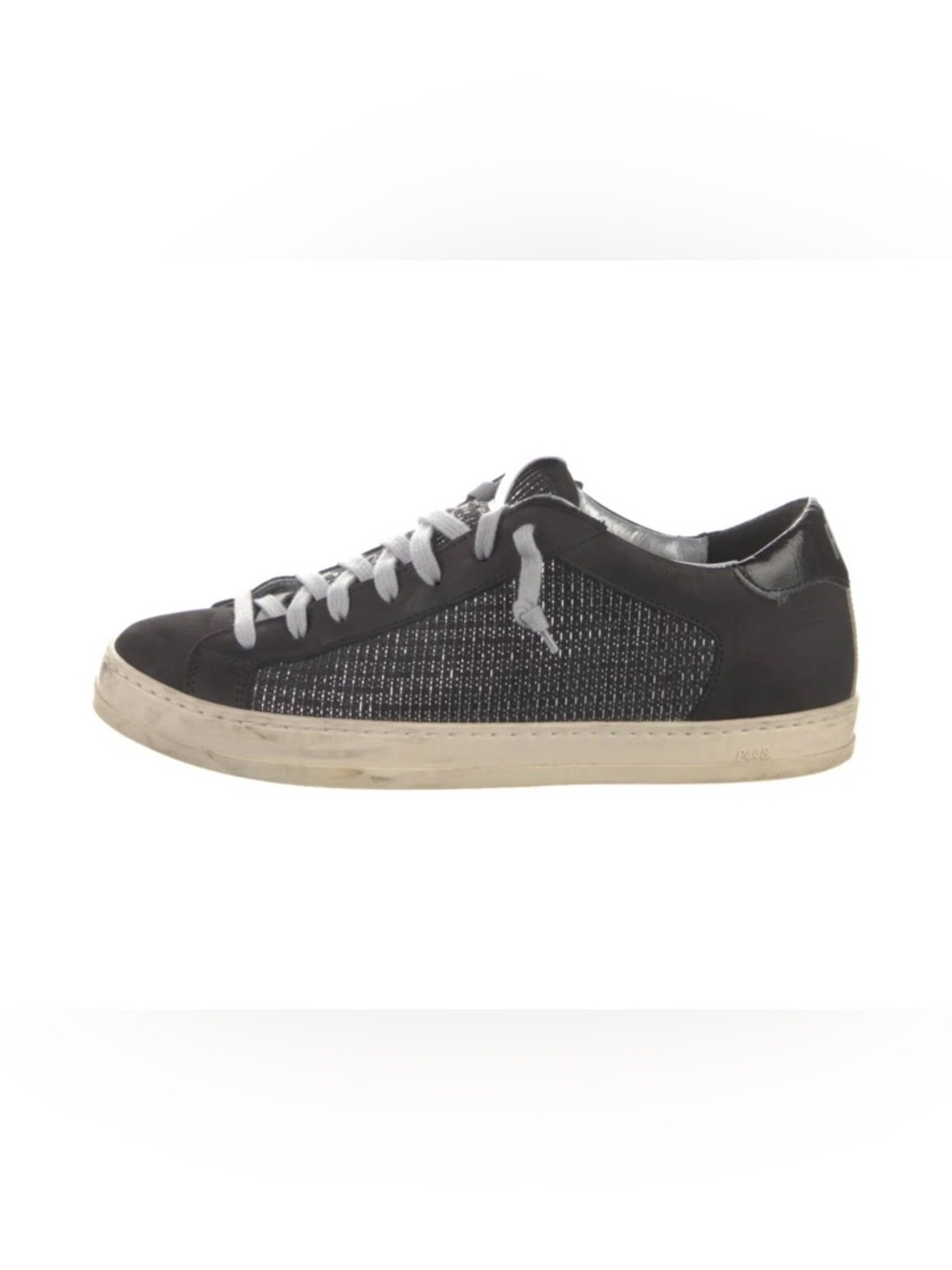 P448 Suede Low Top Sneakers Black and Silver Low-Top Sneaker with White Laces